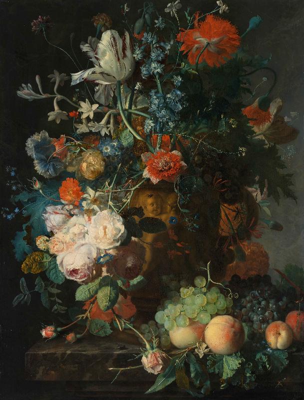 Jan van Huijsum Still Life with Flowers and Fruit